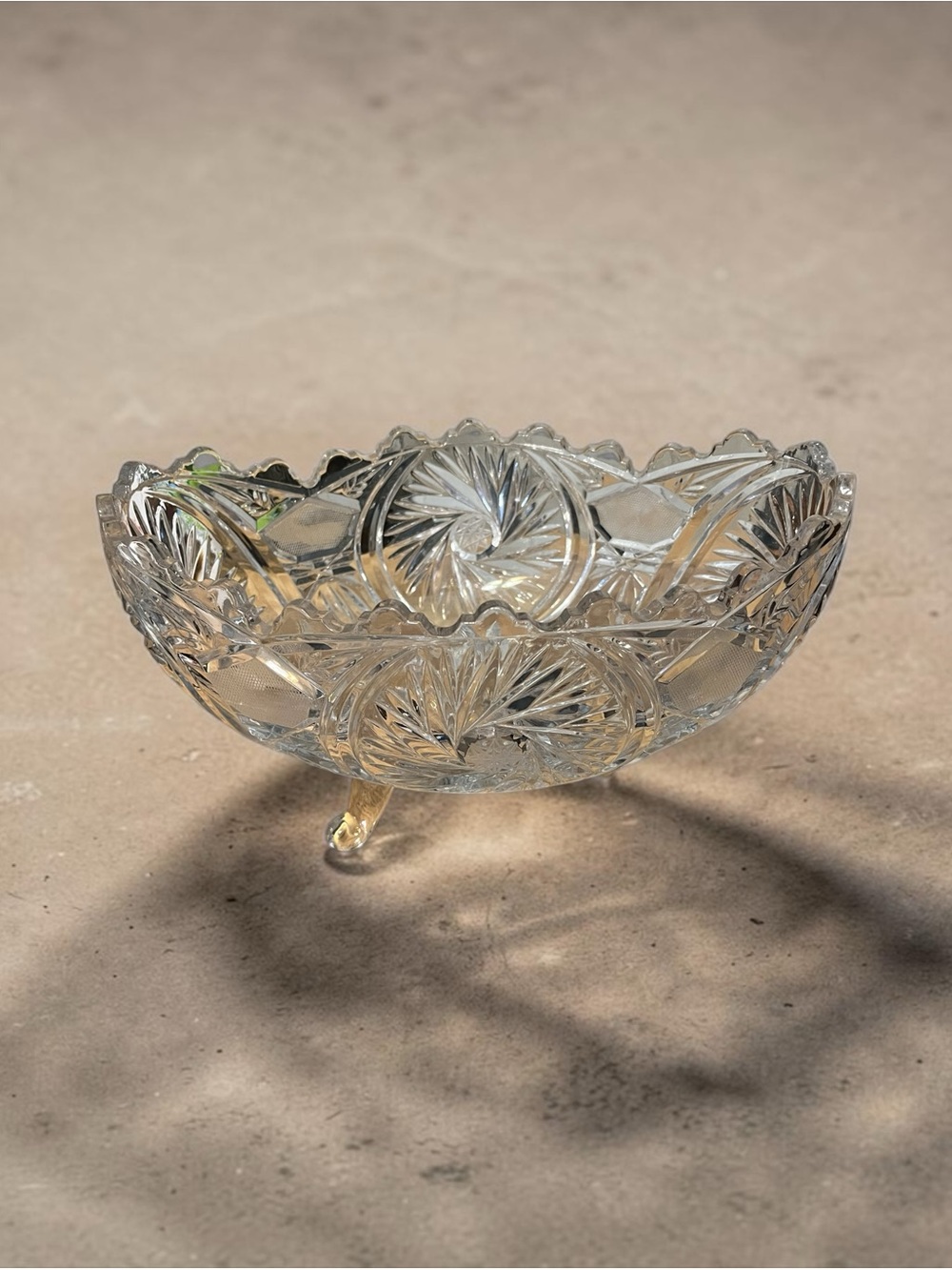 Cut Glass Decorative Bowl in Clear - Elegant Centerpiece